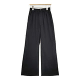 HYKE STRETCH WIDE LEG PANTS 221-13190 044 サイズ1 ストレッチ イージー ワイド パンツ ブラック レディース ハイク【中古】6-0403M♪