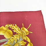 HERMES ブリティッシュヘラルディー シルク フランス製 大判 スカーフ ボルドー イエロー レディース エルメス【中古】6-0302G◎