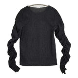 iki ブークレカールマイヤー 袖シャーリング プルオーバー 定価11000円 カットソー 25AW ブラック レディース イキ【中古】6-0219T♪