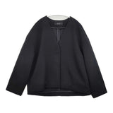 allureville サイズ2 スナップボタン ノーカラージャケット ブラック レディース アルアバイル【中古】6-0329M♪
