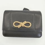 Anya Hindmarch ロープボウ カードケース レザー 名刺入れ ブラック レディース アニヤ・ハインドマーチ【中古】6-0530G∞