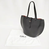 Furla Unica L ウニカ レザー トートバッグ ブラック レディース フルラ【中古】6-0219G♪