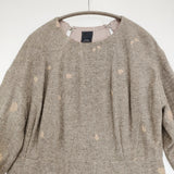 mina perhonen pebble sa3153 サイズ38 刺繍 シルク ヤク アシンメトリー 変形 ワンピース グレー レディース ミナペルホネン【中古】6-0916T♪