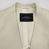 green label relaxing スフレットノーラペルジャケット ストレッチ 定価18700円 サイズ38 ノーカラージャケット クリーム レディース グリーンレーベルリラクシング【中古】6-0329M♪