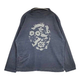 45R/45rpm 影色納戸 インディゴ 天竺の908馬モック 動物柄 花 長袖Ｔシャツ カットソー ロンＴ ネイビー レディース フォーティーファイブアールピーエム【中古】6-0622M∞