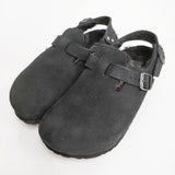 BIRKENSTOCK TOKIO SHEARLING SUEDE LEATHER NARROW 38 ファー 定価30800円 サンダル ブラック レディース ビルケンシュトック【中古】6-0219T♪