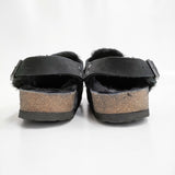 BIRKENSTOCK TOKIO SHEARLING SUEDE LEATHER NARROW 38 ファー 定価30800円 サンダル ブラック レディース ビルケンシュトック【中古】6-0219T♪