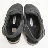 BIRKENSTOCK TOKIO SHEARLING SUEDE LEATHER NARROW 38 ファー 定価30800円 サンダル ブラック レディース ビルケンシュトック【中古】6-0219T♪
