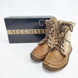 SECCHIARI MICHELE 6アイレットモカシンブーツ サイズ37 シープスキン ブーツ ベージュ レディース セキアリ ミッケーレ【中古】6-0808T◎