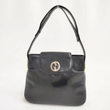 GUCCI オールドグッチ ヴィンテージ レザー ショルダーバッグ ブラック レディース グッチ【中古】6-0509G∞