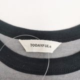 TODAYFUL 25SS Compact Ringer Tee コンパクトリンガーTシャツ 定価7700円 12510608 半袖Ｔシャツ カットソー グレー ブラック レディース トゥデイフル【中古】6-0506S◎