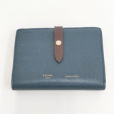 CELINE 104813AI5.07AY ミディアムマルチファンクション 二つ折り財布 バイカラー Abyss Blue レザー 二つ折り財布 ネイビー ボルドー レディース セリーヌ【中古】6-0306G◎