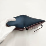 CELINE 104813AI5.07AY ミディアムマルチファンクション 二つ折り財布 バイカラー Abyss Blue レザー 二つ折り財布 ネイビー ボルドー レディース セリーヌ【中古】6-0306G◎