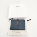 CELINE 104813AI5.07AY ミディアムマルチファンクション 二つ折り財布 バイカラー Abyss Blue レザー 二つ折り財布 ネイビー ボルドー レディース セリーヌ【中古】6-0306G◎