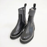 green label relaxing ストレッチショートブーツ サイドゴア サイズXS ブーツ ブラック レディース グリーンレーベルリラクシング【中古】6-0808T◎