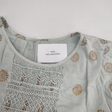 mala KALANCHOE マーラカランコエ ピンタック 刺繍 インド製 ノースリーブ コットンシルク ワンピース ライトグリーン レディース【中古】6-0611S∞