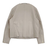 23区 ラムレザー ノーカラー ブルゾン 定価69300円 JKWOSW0302 ジャケット 23AW グレージュ レディース ニジュウサンク【中古】6-0624M∞