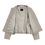 23区 ラムレザー ノーカラー ブルゾン 定価69300円 JKWOSW0302 ジャケット 23AW グレージュ レディース ニジュウサンク【中古】6-0624M∞