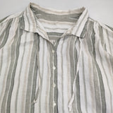 nest Robe リネンストライプロングシャツ 01241-1038 オーバーサイズ ブラウス シャツ 24SS ホワイト グリーン レディース ネストローブ【中古】6-0329M♪