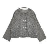 nest Robe/UpcycleLino リネンコットンギンガムチェックカラーレスシャツ 01241-1022 ブラウス シャツ 24SS ブラック ホワイト レディース ネストローブ/アップサイクルリノ【中古】6-0624M∞