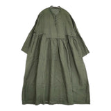 nest Robe リネンバンドカラーギャザーワンピース 01234-1454 ワンピース 23AW ダークグリーン レディース ネストローブ【中古】6-0317M♪