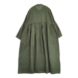 nest Robe リネンバンドカラーギャザーワンピース 01234-1454 ワンピース 23AW ダークグリーン レディース ネストローブ【中古】6-0317M♪