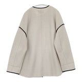 23区 コンプレストパイル ノーカラー アウター 定価36300円 ウール ノーカラージャケット 23AW グレージュ レディース ニジュウサンク【中古】6-0820T∞