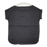 fog linen work リトアニアリネン ボートネック ブラウス シャツ ブラック レディース フォグリネンワーク【中古】6-0611S∞