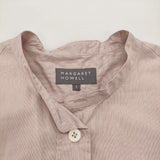 MARGARET HOWELL COTTON HAIRLINE STRIPE SHIRT 定価36300円 578-5253210 長袖シャツ 25AW ピンク レディース マーガレットハウエル【中古】6-0518M∞