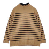 MACKINTOSH PHILOSOPHY Cleric Collar Knit ワイドフィット 定価26400円 ボーダー ウール セーター ニット キャメル レディース マッキントッシュフィロソフィー【中古】6-0820T∞