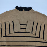 MACKINTOSH PHILOSOPHY Cleric Collar Knit ワイドフィット 定価26400円 ボーダー ウール セーター ニット キャメル レディース マッキントッシュフィロソフィー【中古】6-0820T∞