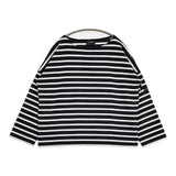 Le Minor フランス製 ボーダー ワイド 長袖Ｔシャツ カットソー ロンＴ ネイビー ホワイト レディース ルミノア【中古】6-0624M∞