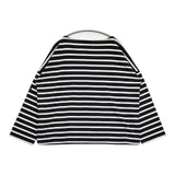 Le Minor フランス製 ボーダー ワイド 長袖Ｔシャツ カットソー ロンＴ ネイビー ホワイト レディース ルミノア【中古】6-0624M∞