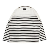 Le Minor フランス製 ワイド ボーダー 長袖Ｔシャツ カットソー ロンＴ ホワイト ブラック レディース ルミノア【中古】6-0624M∞