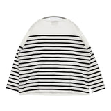 Le Minor フランス製 ワイド ボーダー 長袖Ｔシャツ カットソー ロンＴ ホワイト ブラック レディース ルミノア【中古】6-0624M∞