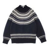 SHIPS Primary Navy Label フェアアイル ニット 定価25410円 セーター ニット ブラック レディース シップス【中古】6-0817T∞