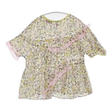 leur logette 花柄フリル シルク ブラウス シャツ ベージュ マルチカラー レディース ルール ロジェット/ルル ロジェッタ【中古】6-0611S∞