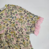 leur logette 花柄フリル シルク ブラウス シャツ ベージュ マルチカラー レディース ルール ロジェット/ルル ロジェッタ【中古】6-0611S∞