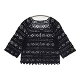 MACPHEE コットン レース ボレロ カーディガン ブラック レディース マカフィー【中古】6-0618M∞
