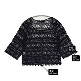MACPHEE コットン レース ボレロ カーディガン ブラック レディース マカフィー【中古】6-0618M∞