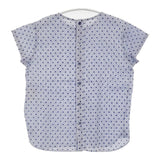 BEAMS BOY コットン リップル ドット ストライプ ブラウス シャツ ブルー ホワイト レディース ビームスボーイ【中古】6-0611S∞