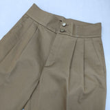 green label relaxing FM シャンブレー サテン パンツ センタープレススラックス パンツ ブラウン レディース グリーンレーベルリラクシング【中古】6-0618G∞