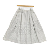 mina perhonen tambourine ws5080 コットン リネン 刺繍 サイズ40 定価52800円 ギャザー ロングスカート ライトグレー レディース ミナペルホネン【中古】6-0227M♪