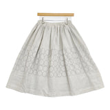 mina perhonen tambourine ws5080 コットン リネン 刺繍 サイズ40 定価52800円 ギャザー ロングスカート ライトグレー レディース ミナペルホネン【中古】6-0227M♪