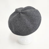 mature ha beret top gather big ウール 帽子 ベレー帽 グレー レディース マチュアーハ【中古】6-1001T◎