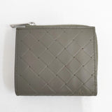 BOTTEGA VENETA イントレチャートスクエア ジップアラウンドウォレット 二つ折り財布 カーキ レディース ボッテガヴェネタ【中古】6-0302G◎