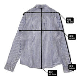R&D.M.Co- リネン ストライプ サイズL 長袖シャツ ホワイト ブルー レディース オールドマンズテーラー【中古】6-0329M♪