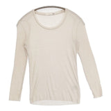 evam eva E241K019 コットン Uネック プルオーバー 定価19800円 長袖Ｔシャツ カットソー ロンＴ 24SS ベージュ レディース エヴァムエヴァ【中古】6-0618M∞