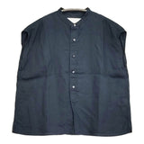 TICCA リネンフレンチシャツ 定価23100円 0251401403 ノースリーブ ブラウス シャツ 25SS ネイビー レディース ティッカ【中古】6-0227S♪