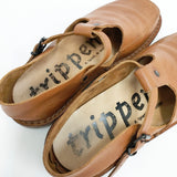 trippen walker Tストラップ レザー 革 シューズ・靴 ブラウン レディース トリッペン【中古】6-0420G◎